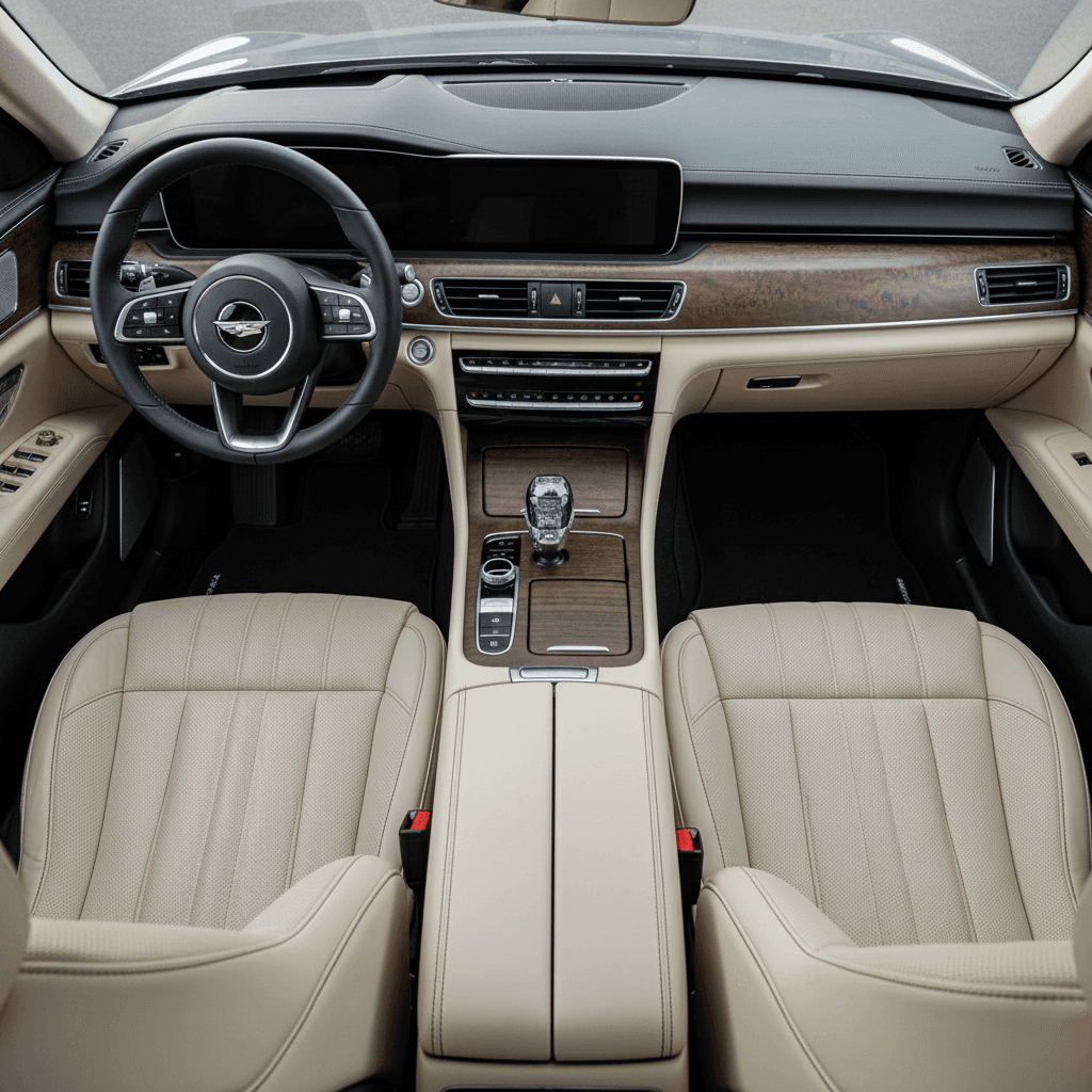 Black leather interior of a luxury SUV